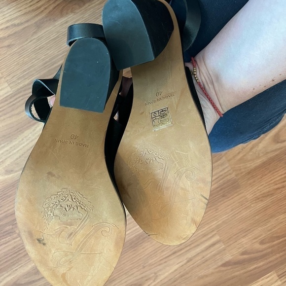 Free People See Ya There Heel Suede Sandals Size 40 Black Fall Block - Picture 13 of 15